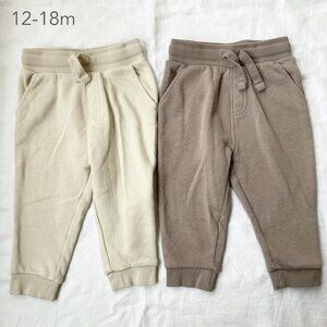 🪴5/$30 George 12-18 Months Baby Toddler Beige Taupe Fleece Lined Sweatpants Lot